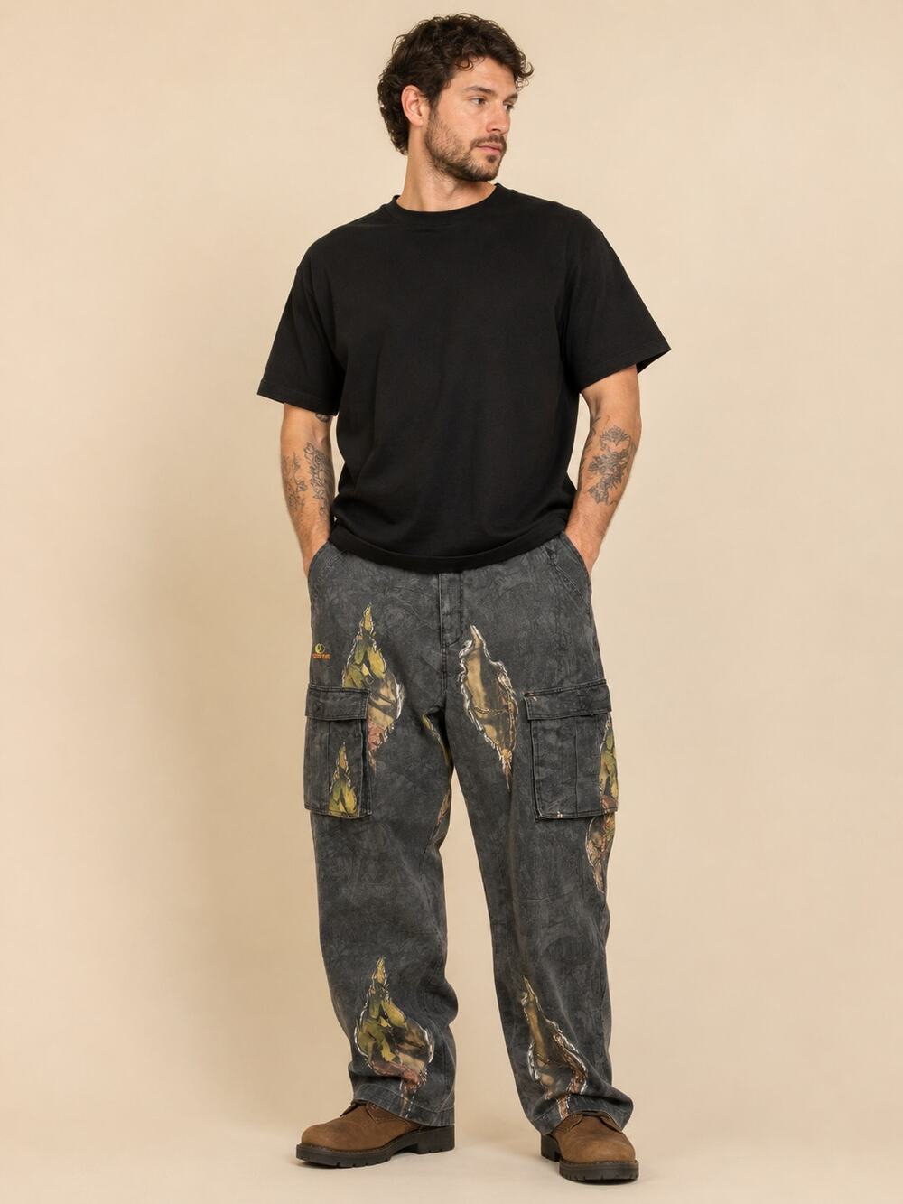 Mossy Oak Pants Black Camo Cargo Hunting Tactical Outdoors XL